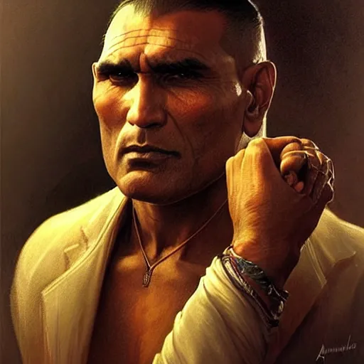 Image similar to an indian man and vinnie jones in a pub, real life skin, intricate, elegant, highly detailed, artstation, concept art, smooth, sharp focus, art by artgerm and greg rutkowski and alphonse mucha