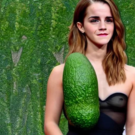 Image similar to emma watson inside a giant avocado