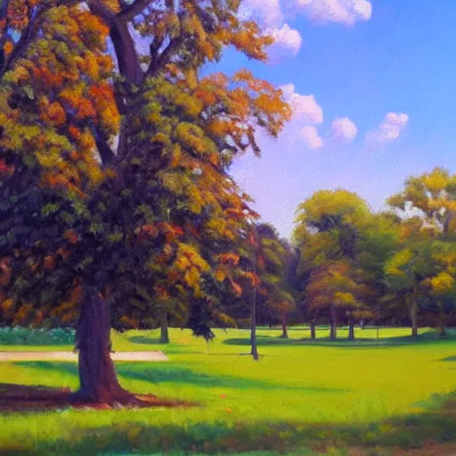 Image similar to beautiful oil painting of wiley park in galva illinois by olaf krans