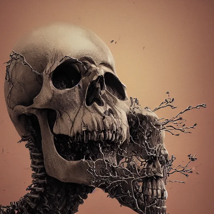 Prompt: portrait of a radioactive skull. razor sharp teeth. infected with zombie fungus. intricate abstract. intricate artwork. nightmare fuel. by Tooth Wu, wlop, beeple, dan mumford. octane render, trending on artstation, greg rutkowski very coherent symmetrical artwork. cinematic, hyper realism, high detail, octane render, 8k, iridescent accents