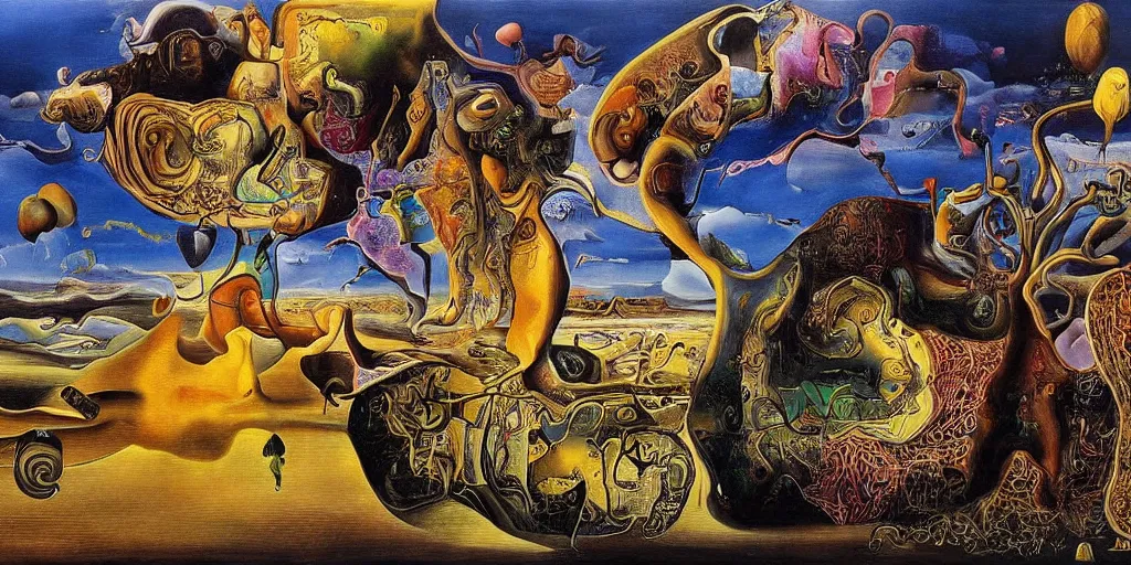 Image similar to the world between death and life, surrealistic detailed painting, by damien gilley and salvador dali