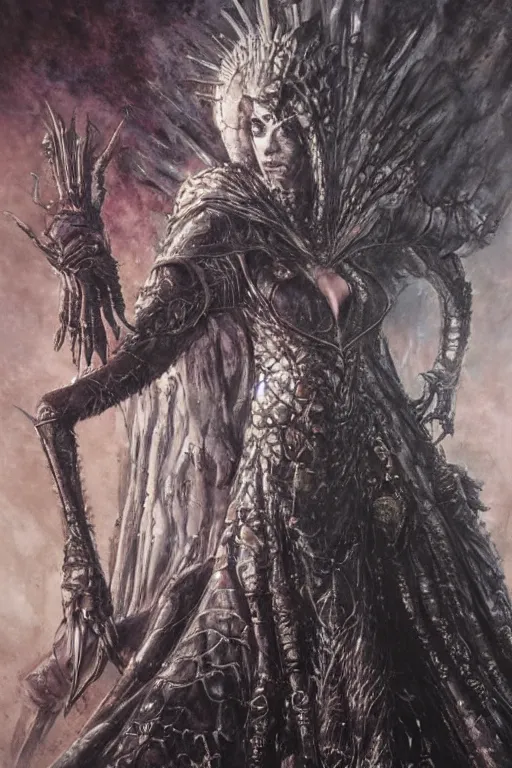 Image similar to portrait of queen elizabeth the first by hr giger, greg rutkowski, luis royo and wayne barlowe as a diablo, resident evil, dark souls, bloodborne monster