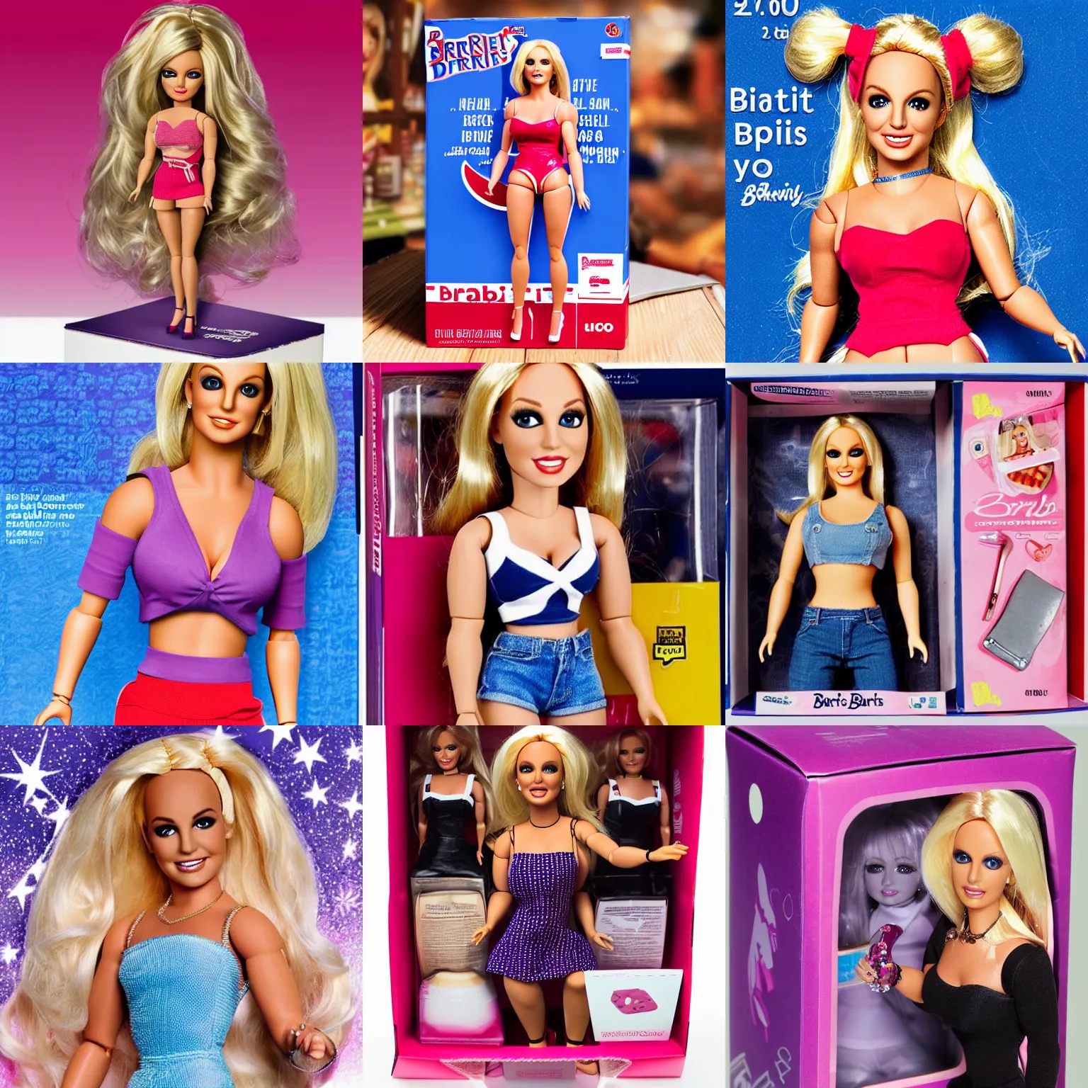 Prompt: a barby doll of Britney Spears in a box advertisement
