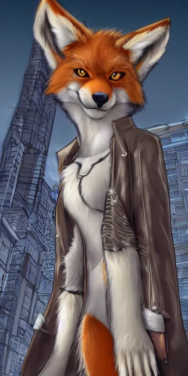 gorgeous stylish anthro! werefox in the city, fursona | Stable ...