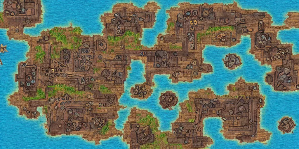 Image similar to fantasy pirate map top down view cohesive