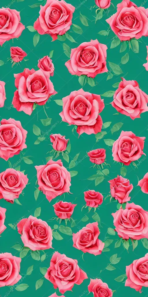 Image similar to seamless pattern of beautiful roses with leaves and throns, colourful, symmetrical, repeating 35mm photography