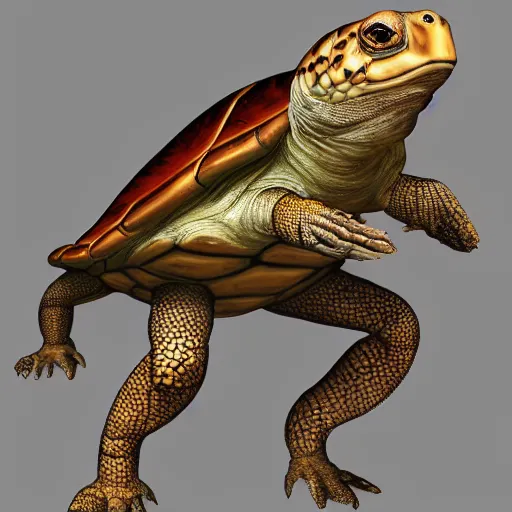 Prompt: high res humanoid tortoise character