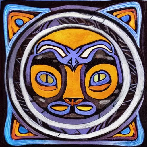 Prompt: cat maori art