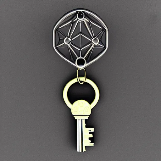 Prompt: a metal key for the cage, 3d game object , has shape of the dragon, no background, rpg game inventory item, low poly