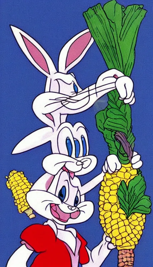 Prompt: bugs bunny eating a corn cob. very very beautiful!!