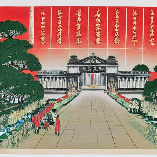 Image similar to Buckingham Palace in Japanese style, Chinese propaganda