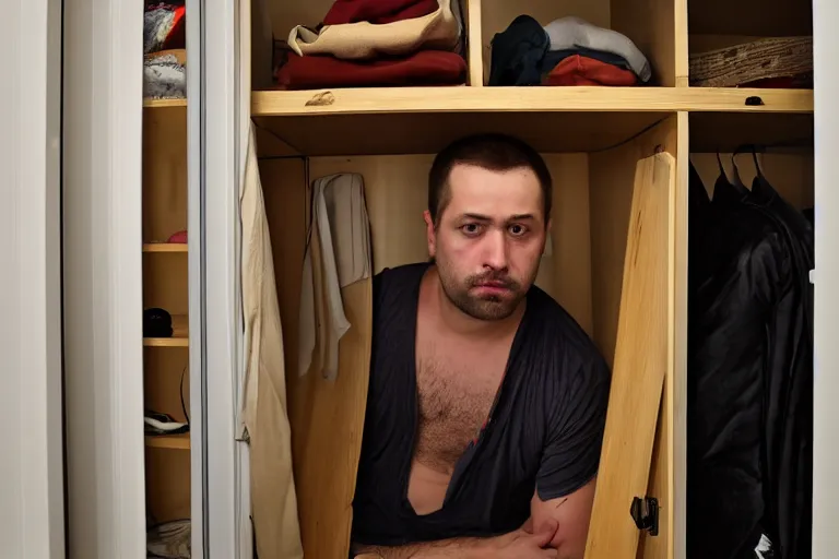 Image similar to dmitry puchkov hiding in closet