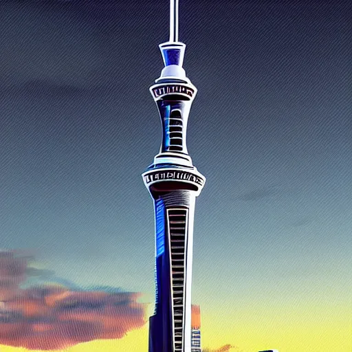 Image similar to auckland sky tower, fantasy, digital art, evil