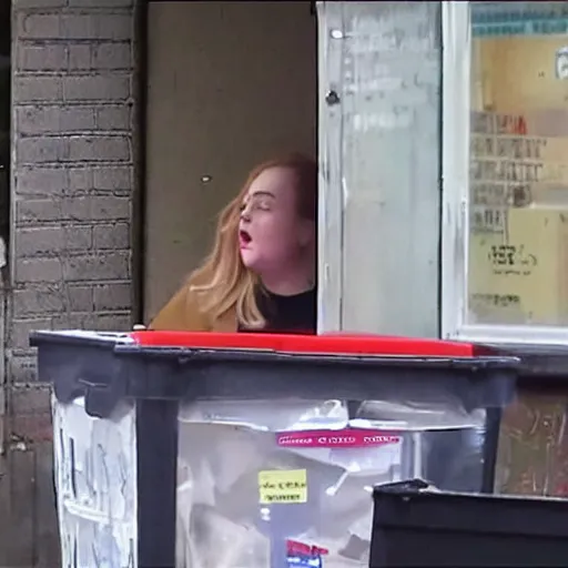 Image similar to News footage of singer Adele going through someone's bins in East London