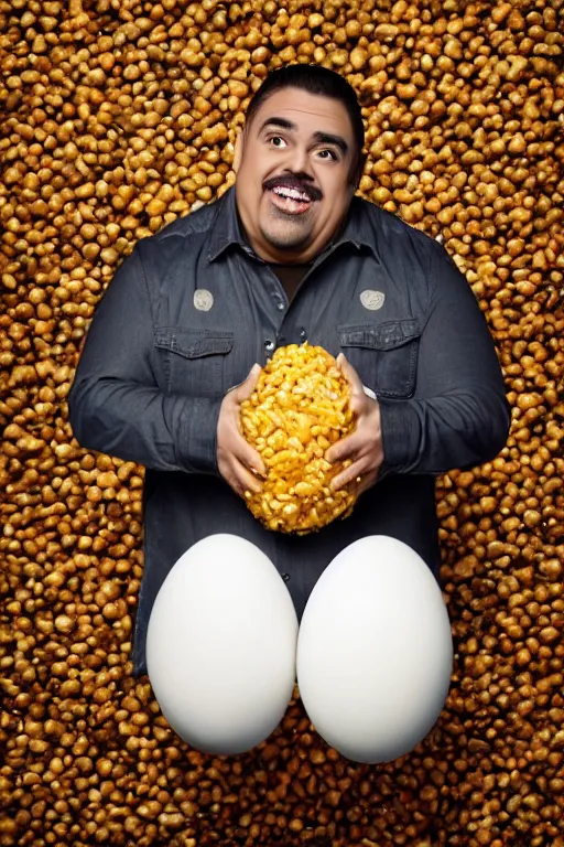 Image similar to 📷 gabriel iglesias the egg 🥚, made of food, head portrait, dynamic lighting, 4 k