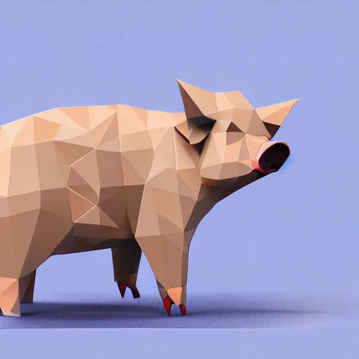Image similar to low poly pig, isometric view, blank background