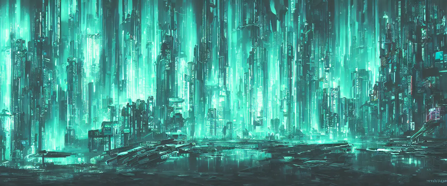 Prompt: Cyberpunk dreamscape, teal, abstract,detailed