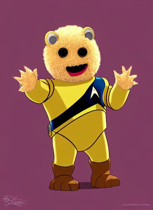 Image similar to cute star trek officer honey monster, natural lighting, path traced, highly detailed, high quality, digital painting, by don bluth and ross tran and studio ghibli and alphonse mucha, artgerm