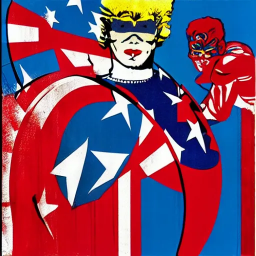 Prompt: captain america, andy warhol style