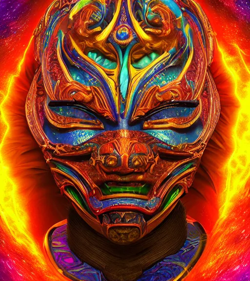 Prompt: portrait of a fantasycore glitchcore luchador mask. intricate abstract. intricate artwork. celestial. prismatic, by Josephine Wall, disney, pixar. octane render, CGSociety very coherent symmetrical artwork. cinematic, hyper realism, high detail, octane render, 8k, holographic accents