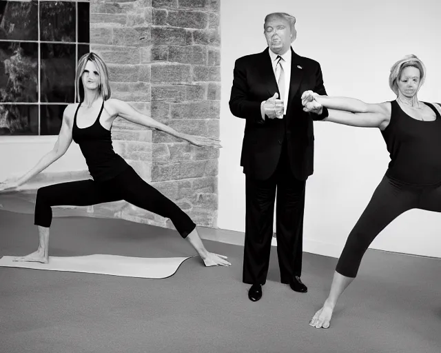 Image similar to donald trump instagram yoga photo shoot