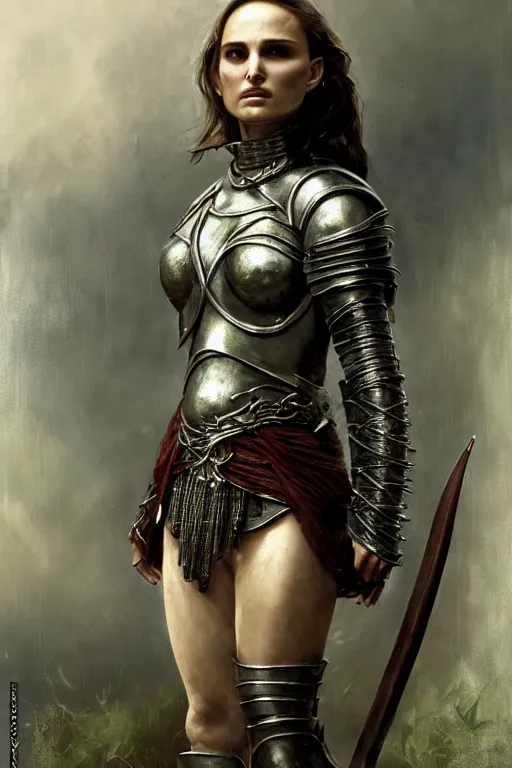 Prompt: natalie portman, warrior, partially clothed in metal battle armor, lord of the rings, tattoos, decorative ornaments, by carl spitzweg, ismail inceoglu, vdragan bibin, hans thoma, greg rutkowski, alexandros pyromallis, perfect face, fine details, realistic shading