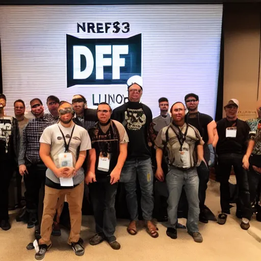 Image similar to A bunch of nerds at DEF CON linecon