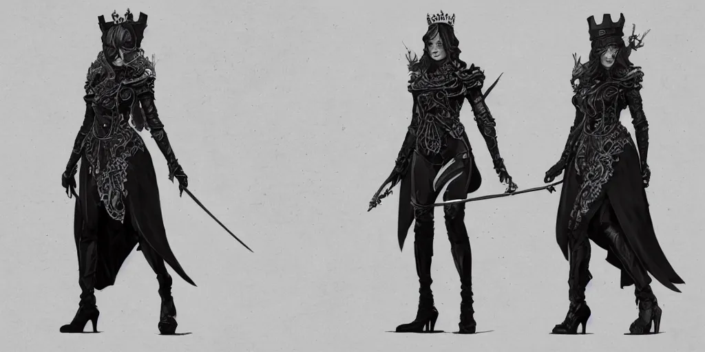 Image similar to queen of spades, character sheet, fine details, concept design, contrast, brigitte bardot, kim jung gi, greg rutkowski, trending on artstation, 8 k, full body, turnaround, front view, back view, ultra wide angle