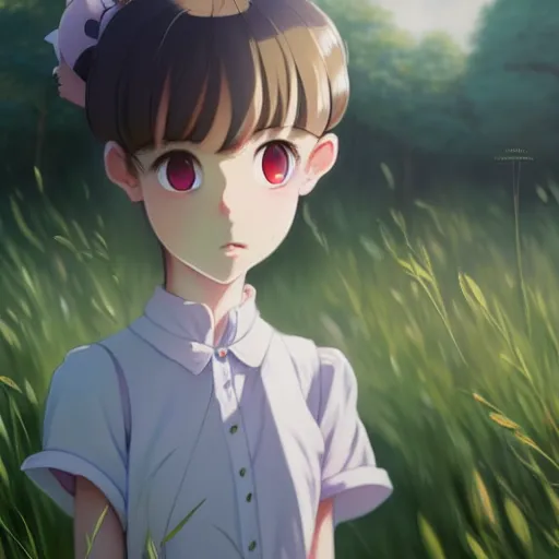 Prompt: a film still portrait of an anthropomorphic rat girl standing in a meadow under a tree, finely detailed features, closeup on the faces, perfect art, gapmoe yandere grimdark, trending on pixiv fanbox, painted by greg rutkowski makoto shinkai takashi takeuchi studio ghibli, akihiko yoshida