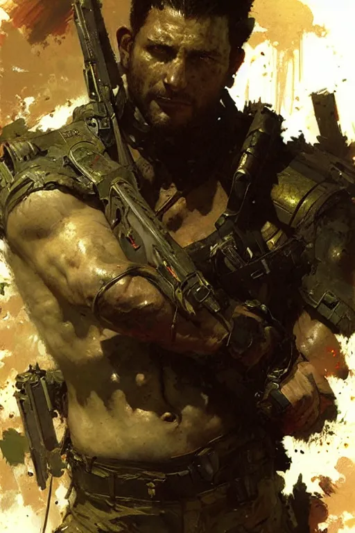 Image similar to chris redfield, painting by gaston bussiere, craig mullins, greg rutkowski, yoji shinkawa