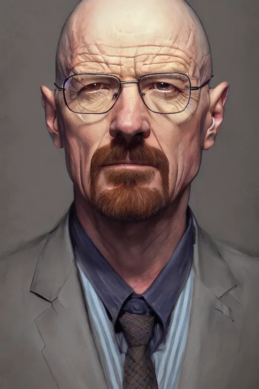 Prompt: Walter White, closeup character portrait art by Donato Giancola, Craig Mullins, digital art, trending on artstation