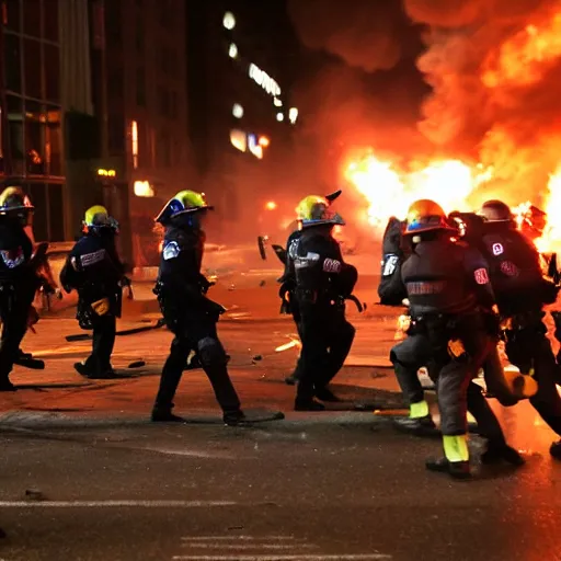 Image similar to a riot in nyc ,looting ,fire ,police