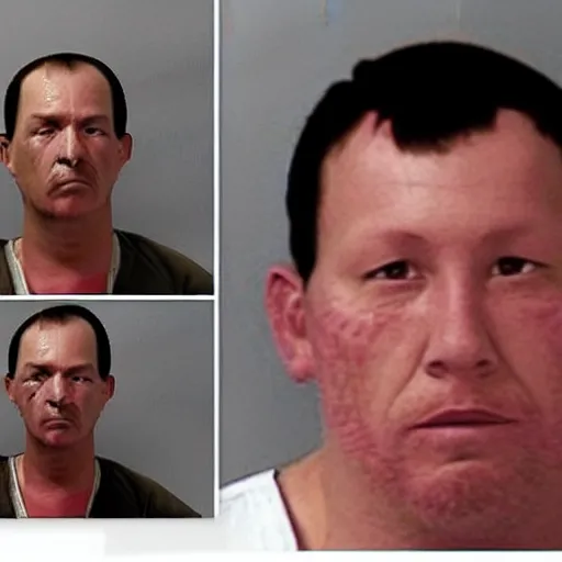 Prompt: mugshot of an inmate, he doesnt have a human head, instead he has a chicken head