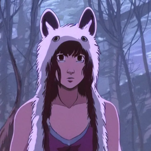 Prompt: mary elizabeth winstead as princess mononoke, still frame, sharp focus, art by cinematic