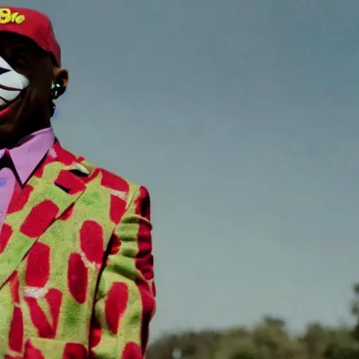 Image similar to a still of tyler the creator in joker