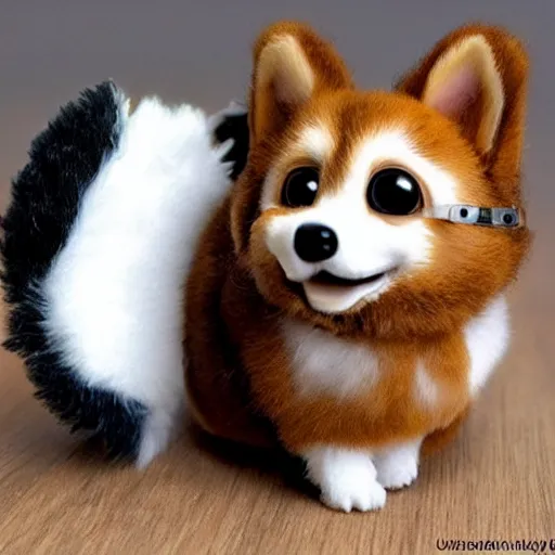 Image similar to adorable corgi furby toy, realistic concept art