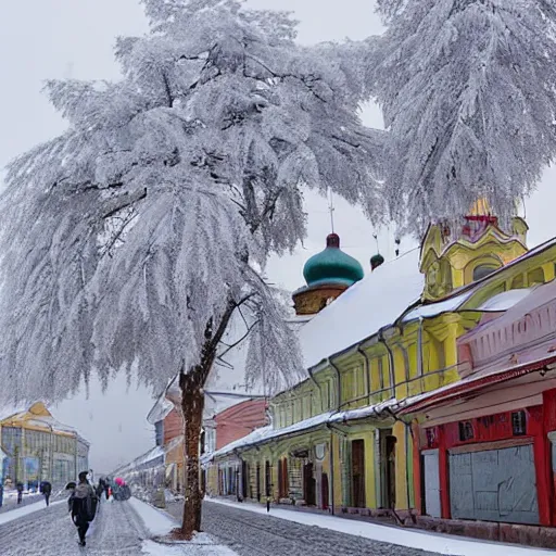 Image similar to street in Russian city Kazan in winter