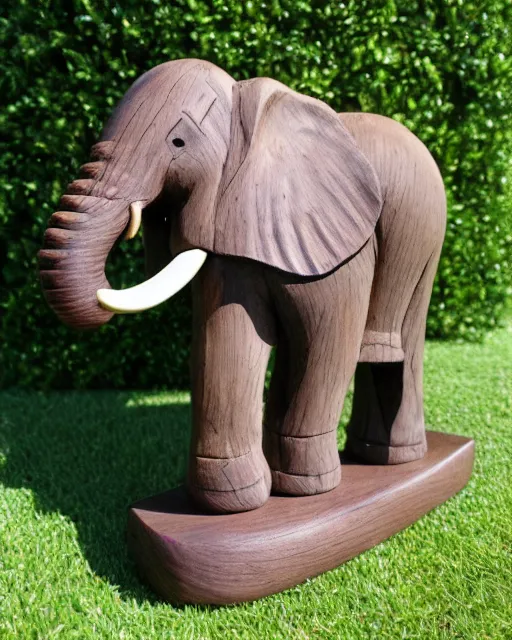 Image similar to wooden carving statue of an elephant, product picture, ebay listing thumbnail