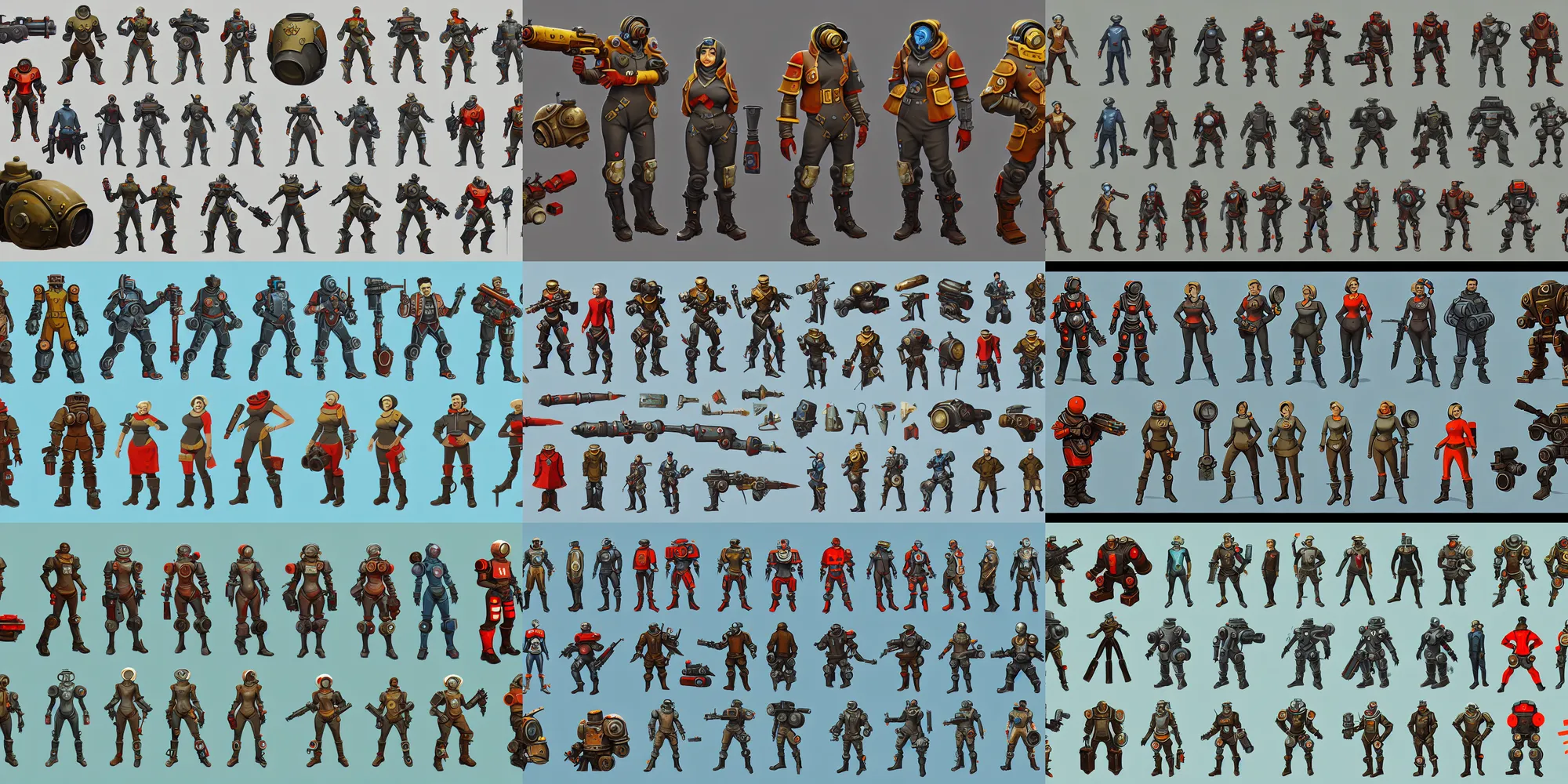 Prompt: game asset of fallout armor soviet style, in gouache detailed paintings, props, stylized, 2 d sprites asset sheet, kitbash, arcane, prop rocks, overwatch, many color scheme, 8 k, close up