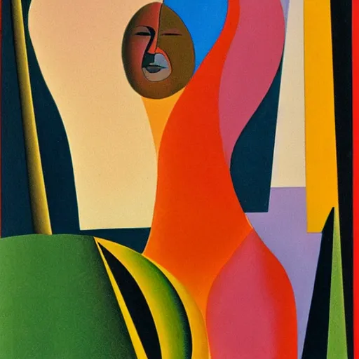 Image similar to woman as the natural landscape, her curves form the mountains and rivers of the land , high quality art in the style of cubism and georgia o’keefe,