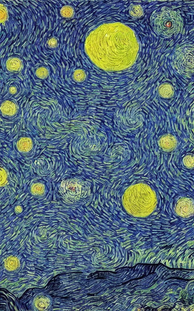 Image similar to planet earth seen from very very far away with the empty cosmic landscape on the background. retro art by jean giraud and van gogh.