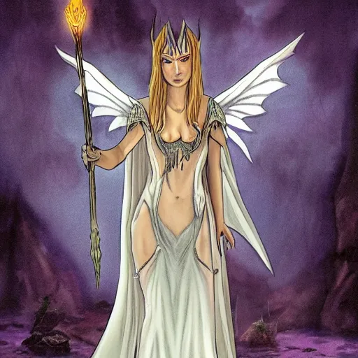 Image similar to galadriel as a succubus