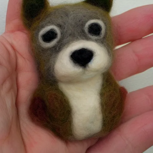 Image similar to a needle felted animal, needle felting art.