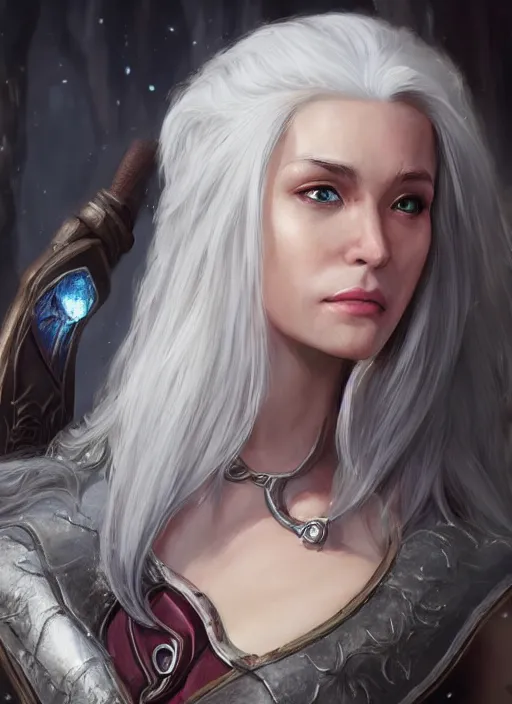 Image similar to human white hair young, ultra detailed fantasy, dndbeyond, bright, colourful, realistic, dnd character portrait, full body, pathfinder, pinterest, art by ralph horsley, dnd, rpg, lotr game design fanart by concept art, behance hd, artstation, deviantart, hdr render in unreal engine 5