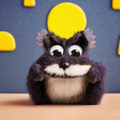 Prompt: cute little furry baby monster in the style of Pixar, product photography, centered