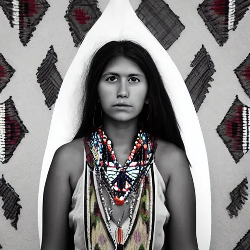 Image similar to Portrait of a young Modern Native American Woman at a mall, highly detailed, photograph, award winning,