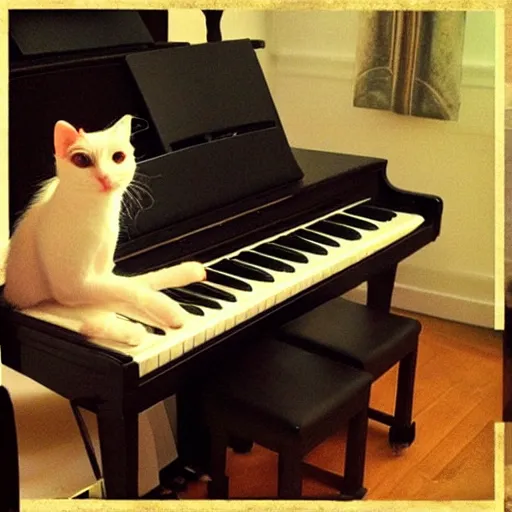 Image similar to “ cat sitting on piano ”