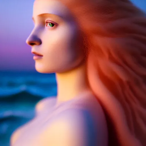 Prompt: photographic portrait of a stunningly beautiful english renaissance female in soft dreamy light at sunset, beside the sea, fire glow, soft focus, contemporary fashion shoot, in a denis villeneuve and tim burton movie, by edward robert hughes, annie leibovitz and steve mccurry, david lazar, jimmy nelsson, extremely detailed, breathtaking, hyperrealistic, perfect face, octane render