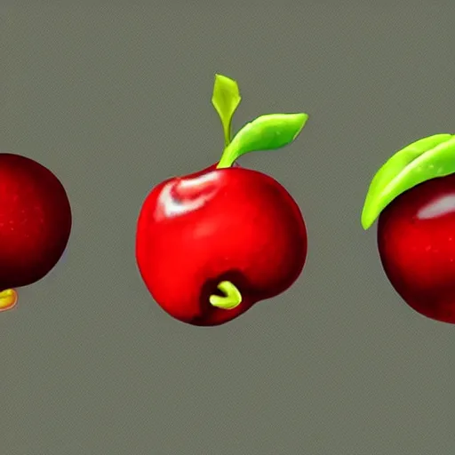 Prompt: Artstation digital art render three fresh cherries