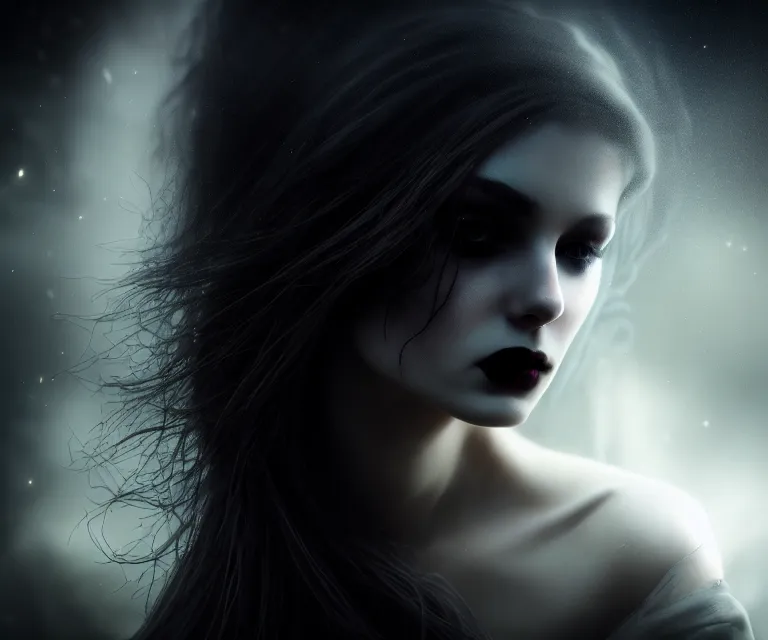 Image similar to stunning otherworldly gothic goddess of beauty, dark and mysterious, atmospheric, ominous, eerie, cinematic, epic, 8 k, 4 k, ultra detail, ultra realistic, rendered by awesomeness